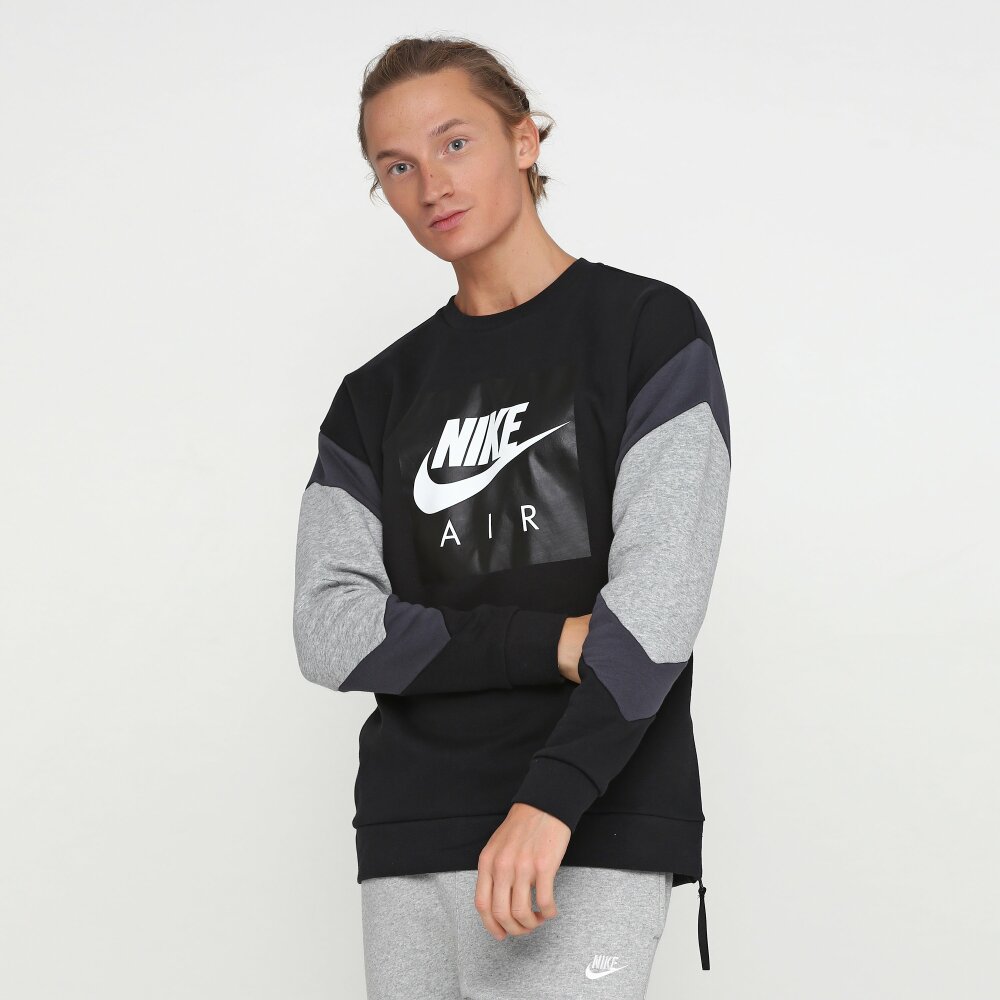 Кофта Nike M Nsw Air Crew Flc | Цвет:черный,серый | купить в интернет ...