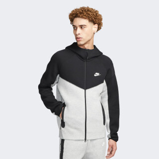 Кофта Nike M NK TCH FLC FZ WR HOODIE | Цвет: черный,серый | купить