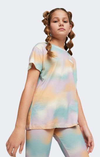 Футболка Puma дитяча ESS+ SUMMER DAZE AOP Tee G - 165547, фото 1 - інтернет-магазин MEGASPORT