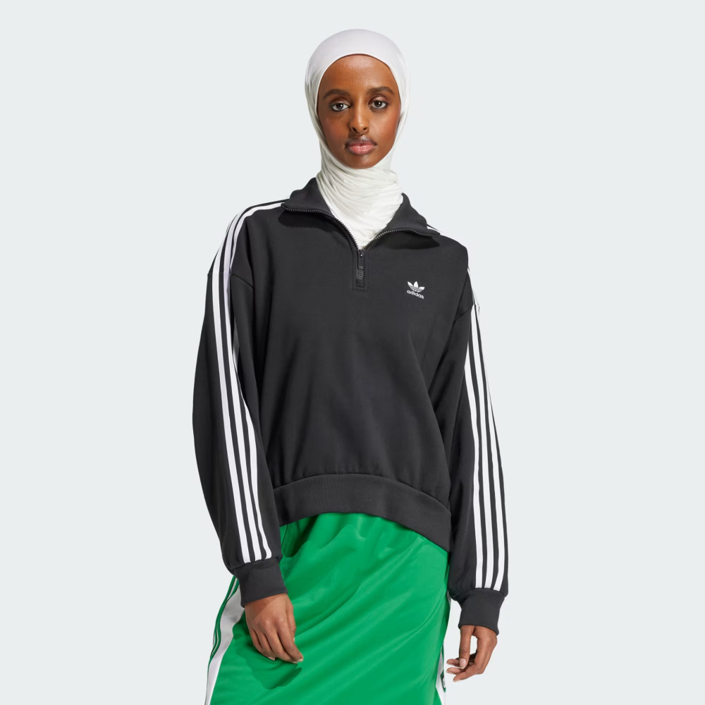 キャミソール0203 Кофта Adidas Originals HALFZIP CREW FT | Цвет: черный | купить в