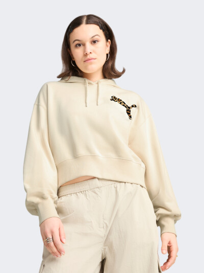 Кофта Puma LEO LUXE Relaxed Cropped Hoodie TR - 172722, фото 1 - інтернет-магазин MEGASPORT
