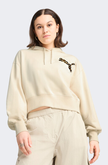 Кофта Puma LEO LUXE Relaxed Cropped Hoodie TR - 172722, фото 1 - інтернет-магазин MEGASPORT