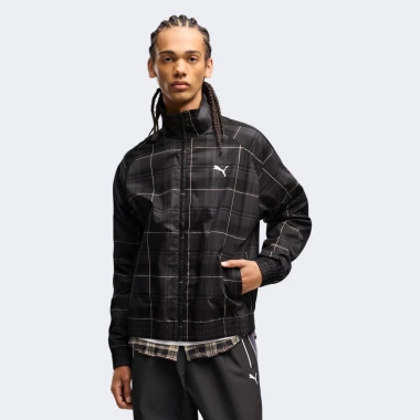T7 Relaxed Tartan Woven Track Jacket T7 Relaxed Tartan Woven Track Jacket